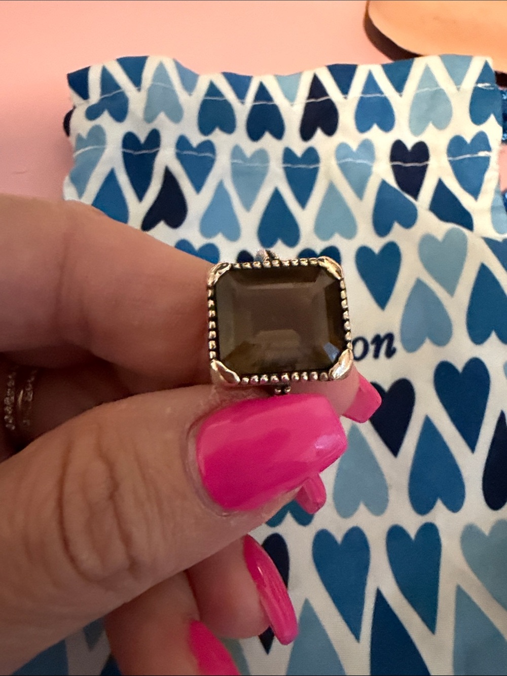 Silver Brighton Ring W/Smokey Quartz Stone - Picture 2 of 5